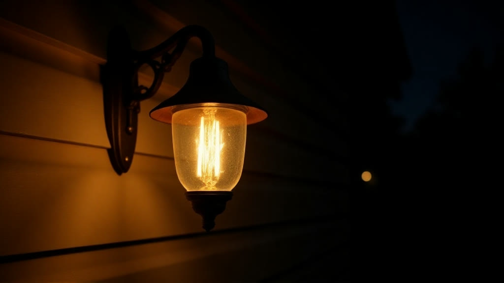 The porch light at dusk