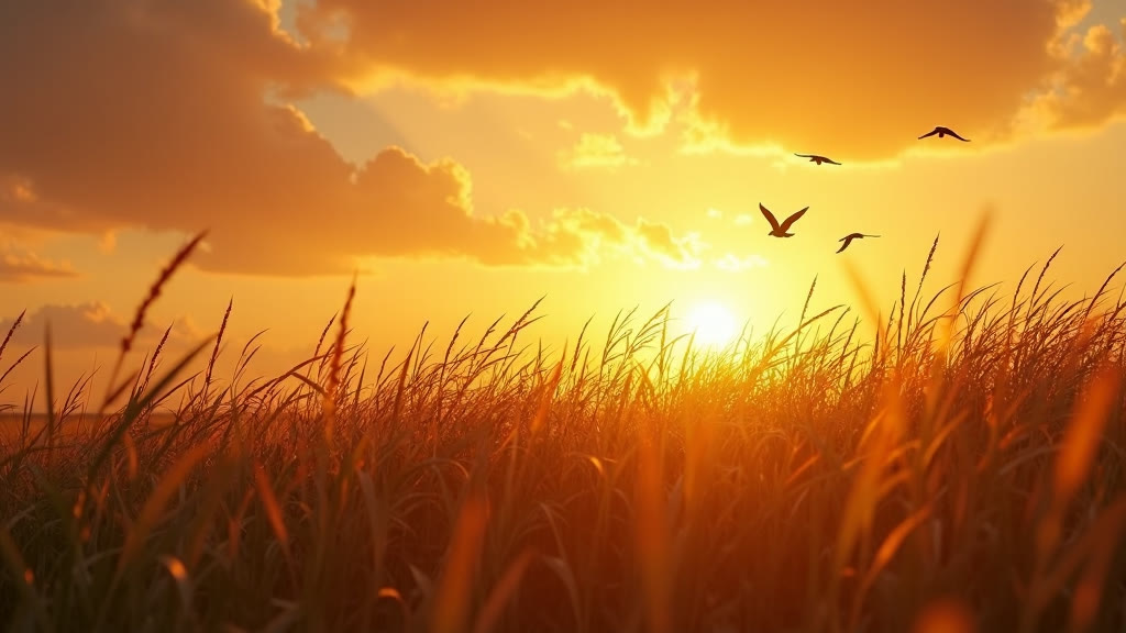 Sunset over tall grass